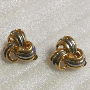 Gold and Silver Knot Clip-On Earrings